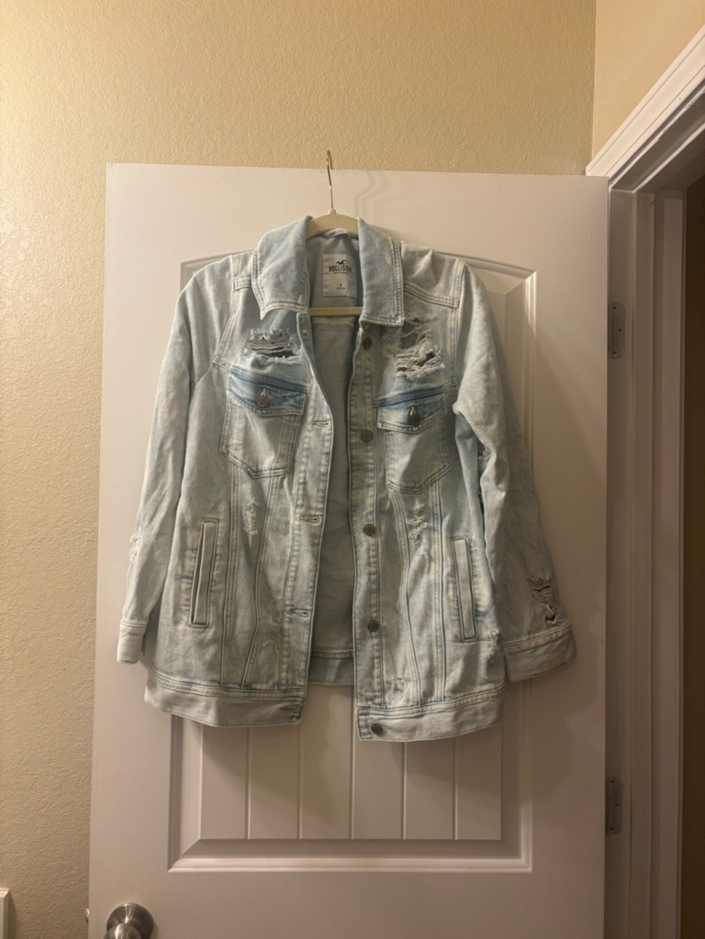 Hollister Light Blue Distressed Denim Jacket - Women